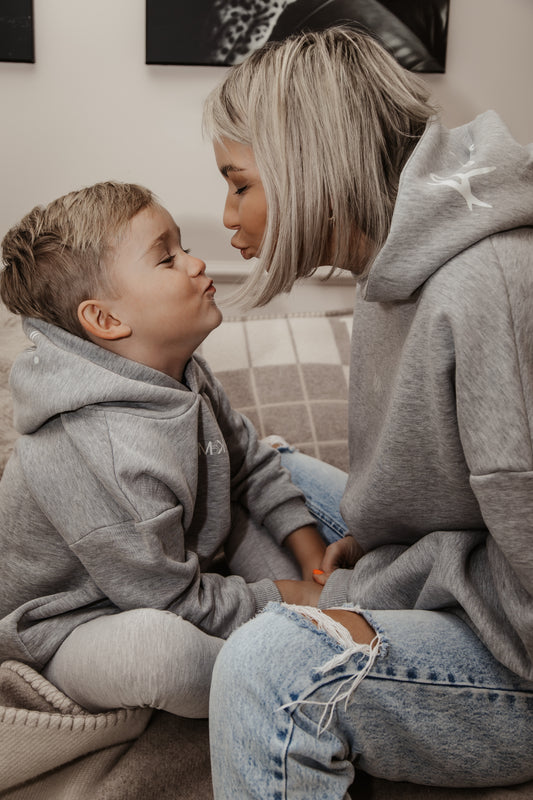 KIDS HOODIE "Raised" STONE GREY