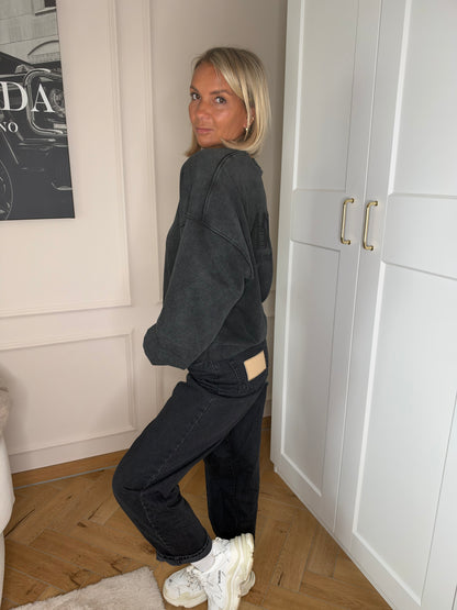UNISEX MRKNG OVERSIZED SWEATER WASHED BLACK