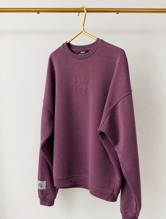 UNISEX MRKNG OVERSIZED SWEATER FADED PLUM