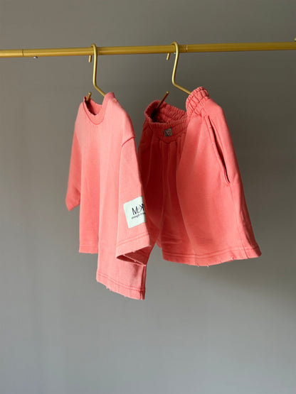 WOMEN CROP SHIRT WASHED CORAL