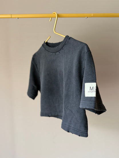 WOMEN CROP SHIRT ASH BLACK