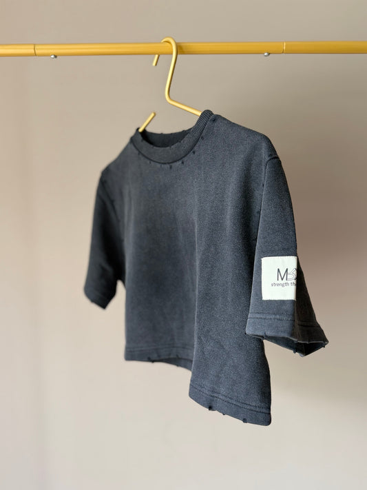 WOMEN CROP SHIRT ASH BLACK