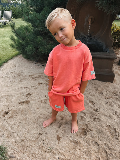 KIDS SHORTS WASHED CORAL