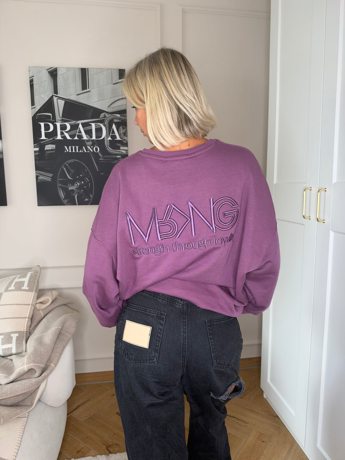 UNISEX MRKNG OVERSIZED SWEATER FADED PLUM