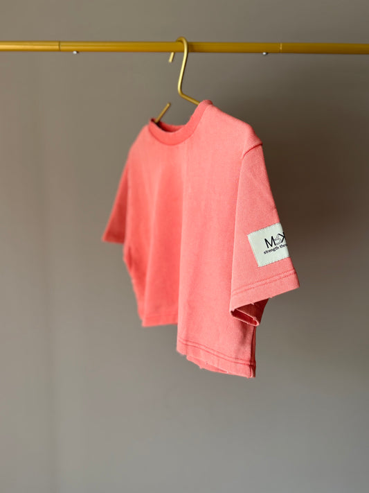 WOMEN CROP SHIRT WASHED CORAL