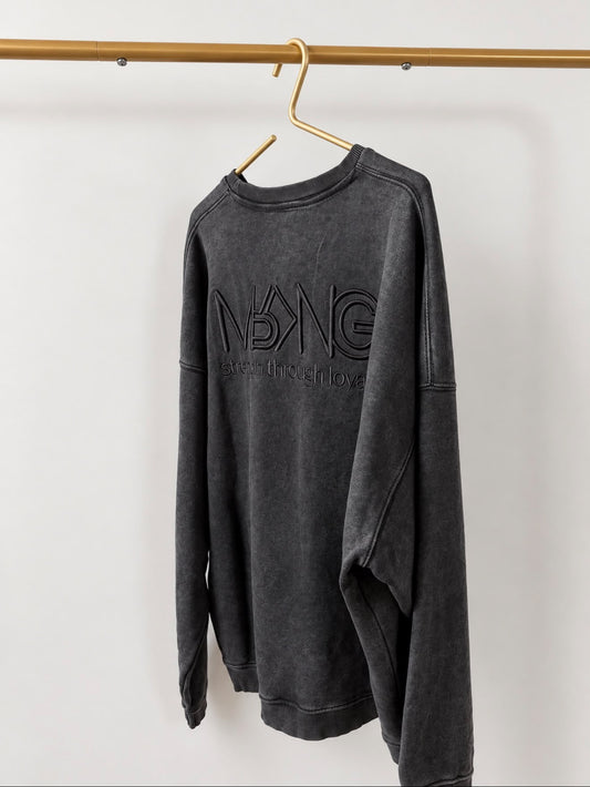 UNISEX MRKNG OVERSIZED SWEATER WASHED BLACK