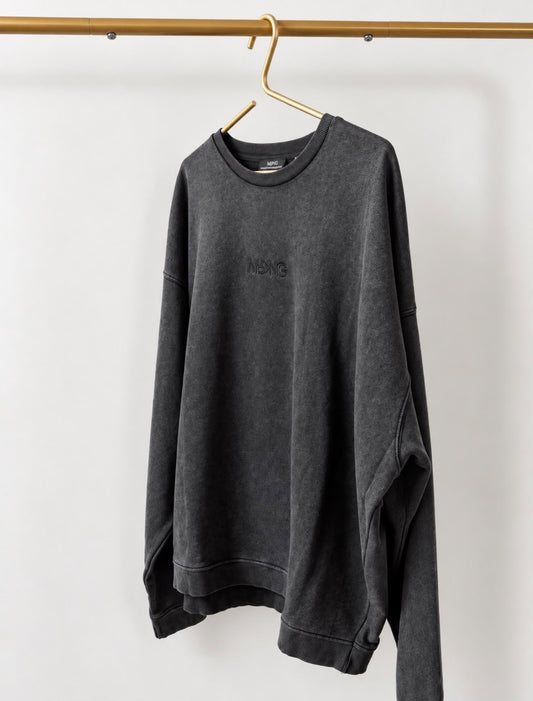 UNISEX MRKNG OVERSIZED SWEATER WASHED BLACK