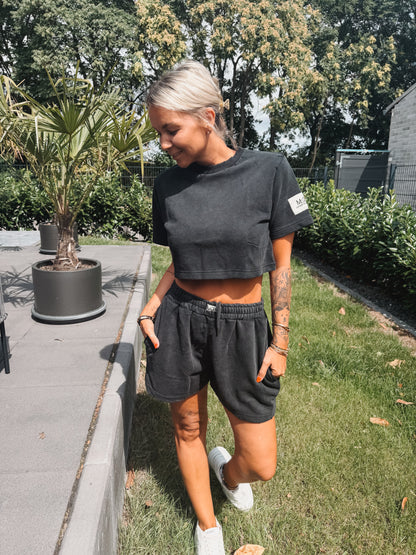 WOMEN CROP SHIRT ASH BLACK