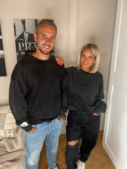 UNISEX MRKNG OVERSIZED SWEATER WASHED BLACK
