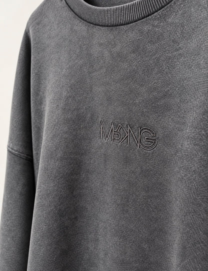 UNISEX MRKNG OVERSIZED SWEATER WASHED BLACK