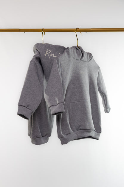 KIDS HOODIE "Raised" STONE GREY